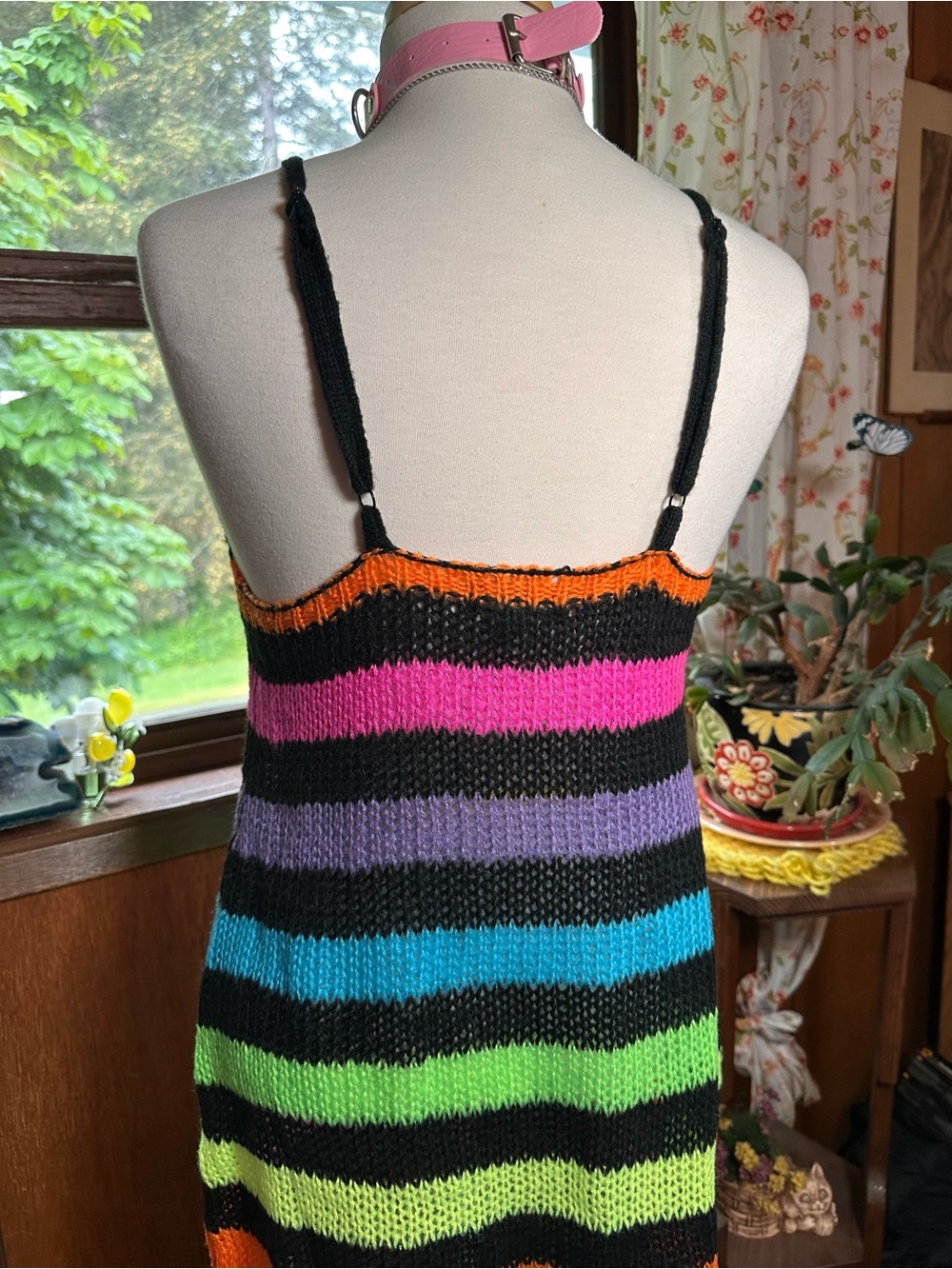 Dolls Kill • Current Mood Tough Tendencies Neon Rainbow Stripe Dress & Shrug Set - Picture 2 of 16